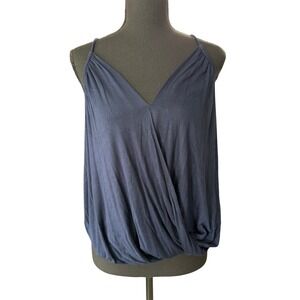 Bailey 44 Navy Blue Cross Over Draped Tank Top Spaghetti Strap Small Made in USA